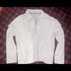 vs pink white quarter zip sweater